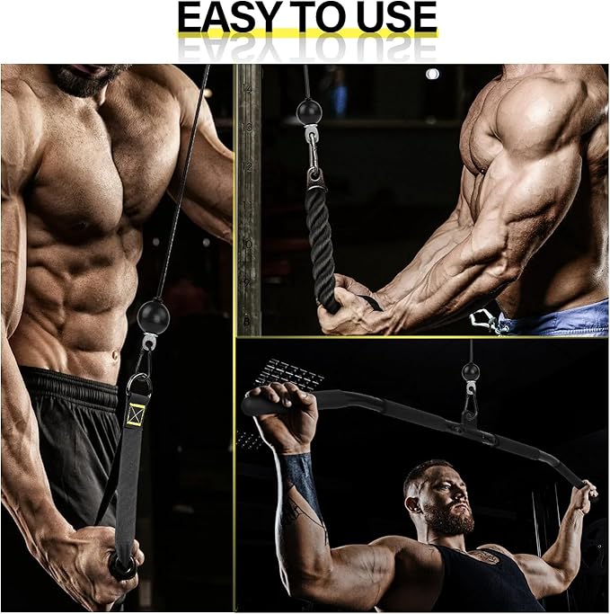 NIHAO Fitness LAT and Lift Pulley System, Cable Pulley Attachments for Biceps Curl, Triceps Pull Down, Forearm, Back, Shoulder Gym Equipment