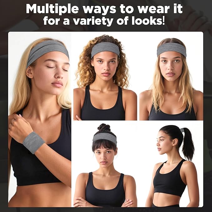 Headbands for Women - 12Pcs Non-Slip Cotton Cloth Headbands for Women's Hair Accessories,Fashion Sports Hair Bands & Ties,Soft Fabric for Yoga,Running,Workout