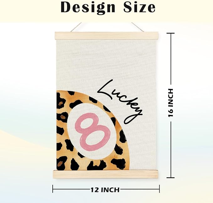 JINYO Leopard Wall Decor, Trendy Coquette Bow Cheetah Lucky 8 Ball Wall Art Poster, Cheetah Print Room Decor, Funky Preppy Leopard Posters for Girls Dorm Apartment, 12x16 Inches Set of 2