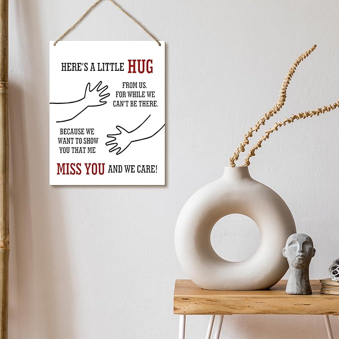 Valentine Day Gift for Couple Girlfriend Wife Husband Miss You Long Distance Gift for Besties Sister Friend Home Decor Hanging Plaque With Rope Wall Decor Wood Sign Door Shelf Bedroom Decor -22