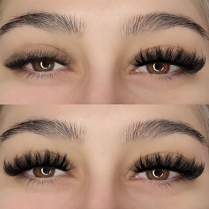 Lashes False Wispy Eyelashes Volume Cat Eye Lash Strips Fake Mink Eyelash Pack Natural Look Fluffy Full Strip Lashes Set Clear Band Easy Eyelashes for Beginners with Cluster Looking