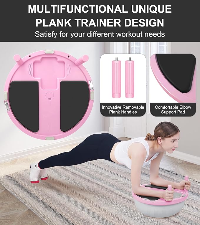 Balance Ball Trainer,Inflatable Yoga Plank Exercise Ball With Plank &Game,Half Balance Trainer With Extra Yoga Ball & Resistance Bands For Home Gym Workout Core Strength Training.