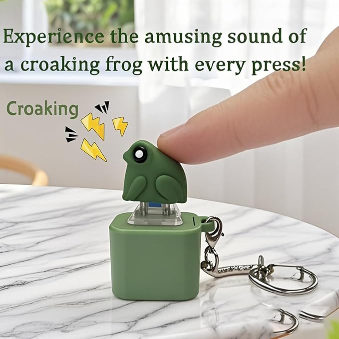 Frog Croaking Fidget Toy, Fun Stress Relief Toy with Led Lights, Cute Frog Croaking Keychain, Adults Keyboard Clicker, Ideal for ADHD and Autism (Frog Croaking)