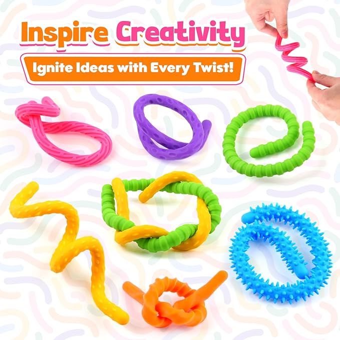 Fidget Toys Sensory Stick: 24 Pack Textured Calming Sensory Toys, Teacher Classroom Must Haves, Anxiety Relief Fidgets for Students, Back to School Essentials, Goodie Bag Stuffer for Kids