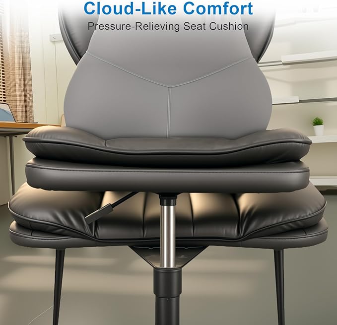 Cross Legged Office Chair, Ergonomic Cloud Criss Cross Desk Chair, Meditation Chair with Wheels, Height Adjustable Seat for ADHD, Wide Kneeling Chair with Back Support