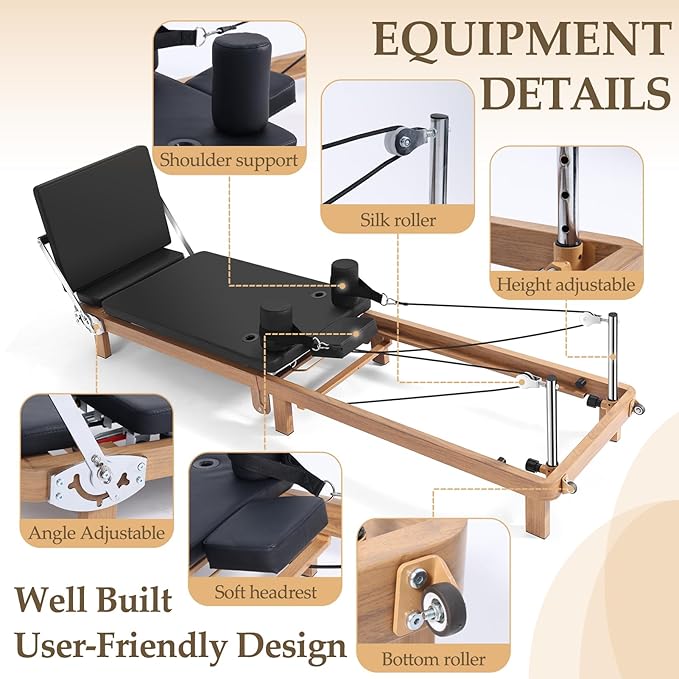 Foldable Pilates Reformer Machine,Extended 88in Metal Frame Pilates Equipment for Home Women Men Use Gym Workout & Advanced and Beginners Users , Dual Resistance System (Spring & Latex Tubes)