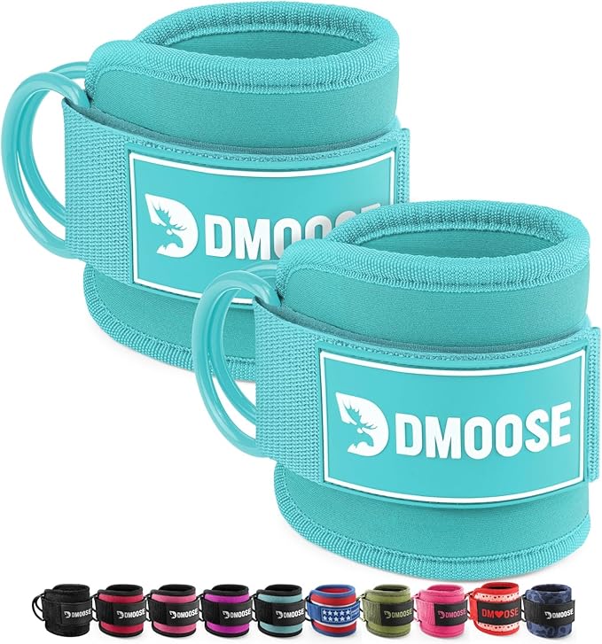 DMoose Fitness Ankle Straps for Cable Machines - One Size Fit with Premium Padding, Glute Kickback Ankle Strap for Women & Men, Cable Attachments for Gym, Booty Workouts, Leg Extension & Hip Abductors