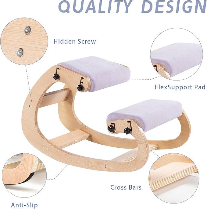 Knee Chair Ergonomic for Office,Rocking Kneeling Chair Desk,Adjustable Posture Chairs for Relieve Neck or Back Pain,Balance Chairs for Work,Meditation,Home,Gifts for Men,Women,Her,Him
