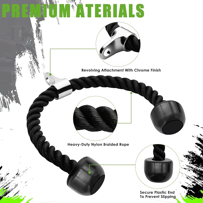 Tricep Rope Cable Machine Attachment, LAT Pulldown Accessories,Double D Handle,V Bar, Tricep Straight Bar for Gym Home Gym Weight Fitness
