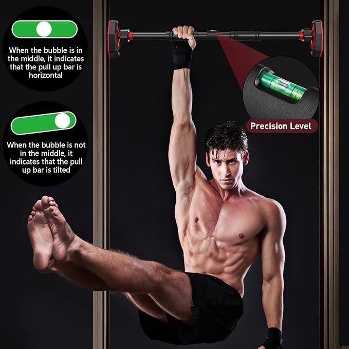 NUOBESTY Pull up Bar, 25.5'' - 39.3'' Adjustable Pull up Bar Doorway with Locking Mechanism Strength Training Workout Equipment for Fitness, Upper Body Workout, Home Gym Accessories, Max Load 440lbs