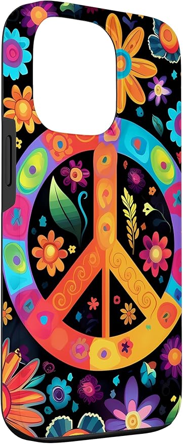 iPhone 13 Pro Peace Sign Hippie Floral Case