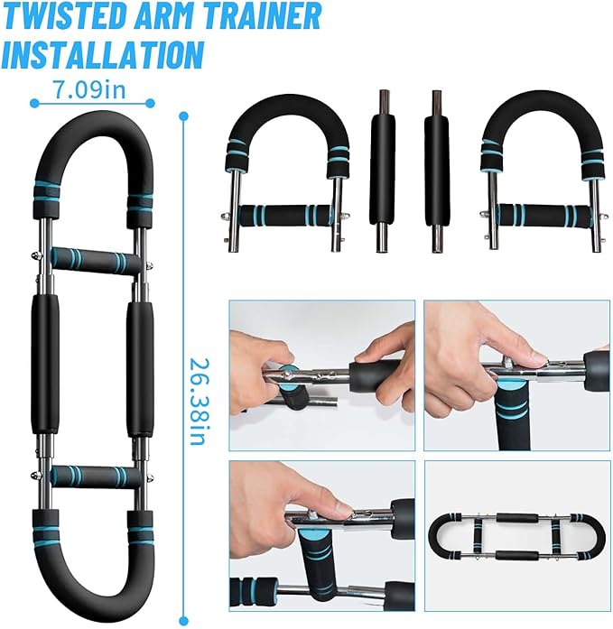 Twister Arm Trainer, 44–88lb Adjustable Resistance Chest Exerciser with Dual Spring, Portable Detachable Arm Strength Training Equipment for Upper Body Workouts at Home