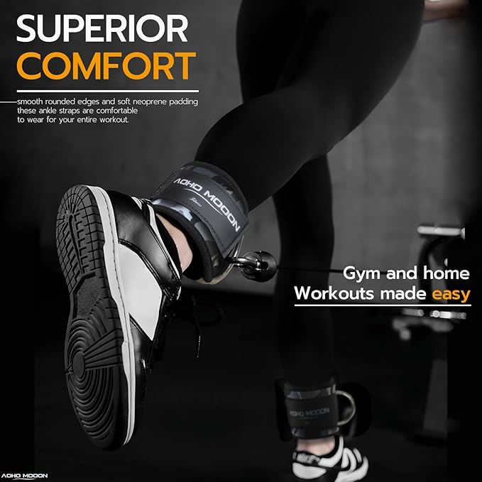 Comfortable Adjustable Ankle Straps for Cable Machines Women, Gym Workout Leg Strap, Glute Cuff, Ankle Cuffs for Glute Workouts, Foot Straps for Kickback, One Size Fit All