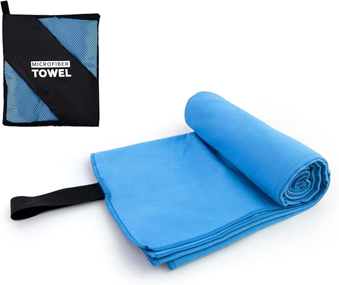 Camping Towel L Size Fast Drying Microfiber Lightweight for Men Women Travel Body Beach Hiking Swimming Yoga Sweat Towels(Blue, 1 Pack L)