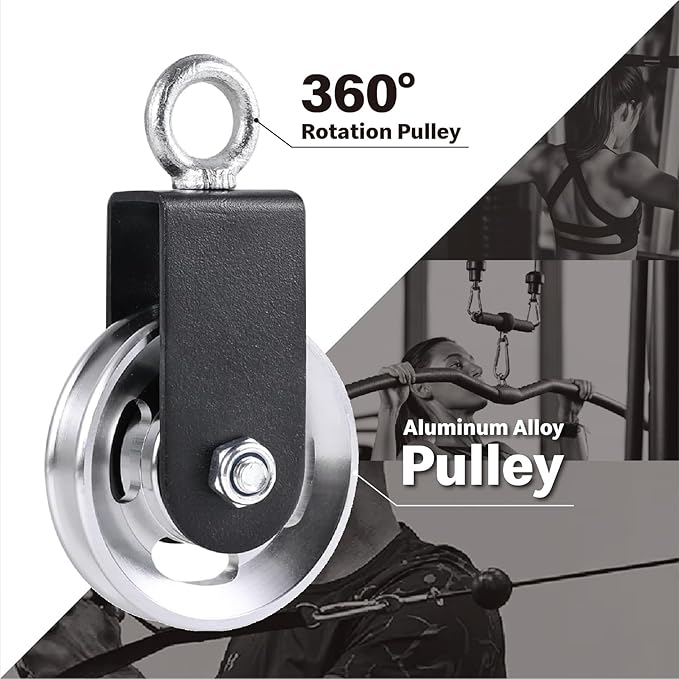 Pulley system for home gym, Aluminum GYM Pulley Wheel Universal Aluminum Alloy Bearing Pulley Wheel for Cable Machine Gym Equipment Part Garage Door