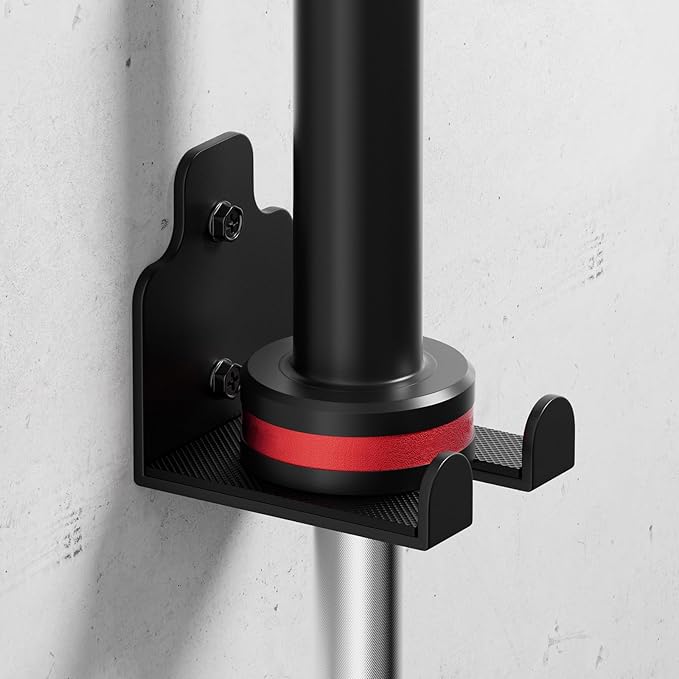 Barbell Wall Holder,Single Barbell wall Mount Hanger,Garage Gym Bar Wall Rack,Vertical Olympic Hanger wall Mount Rack,Space Saving Gym Accessory,Holds Under 33mm Bar Size(Black)