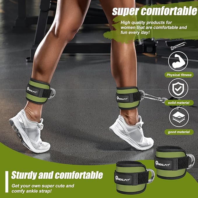 Ankle Strap for Cable Machine, Gym Ankle Cuff for Kickbacks, Leg Extensions, Glute Workouts, Booty Hip Abductors Exercise for Women and Men