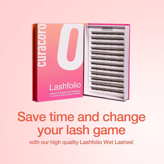Curacoro LashFolio Wet Promade Fans, Handmade Volume Eyelashes, 5D To 10D, C CC D Curl, 0.03~0.07 mm, 8-13mm Mix Length, Professional Long-Lasting Promade Lash Fans (5D-0.07 C 8mm-13mm)