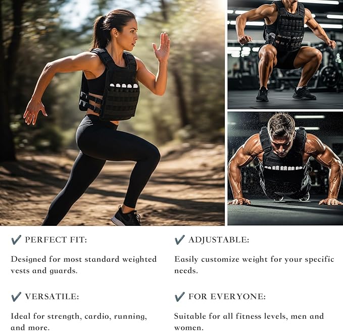 mavee 8-Pack Steel Weight Plates (0.44lb Each), Rustproof Solid Steel Inserts for Weighted Vests, Ankle/Wrist Weights - Ideal for Strength Training, Running, Cardio Workouts