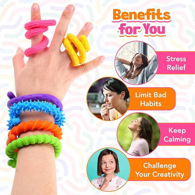 Fidget Toys Sensory Stick: Textured Silicone Sensory Toys for Kids 6 Pack, Stress Fidgets for Anxiety Relief Calming, Autism Classroom Must Haves, Christmas Stocking Stuffers for Teen Girls Boys Kids