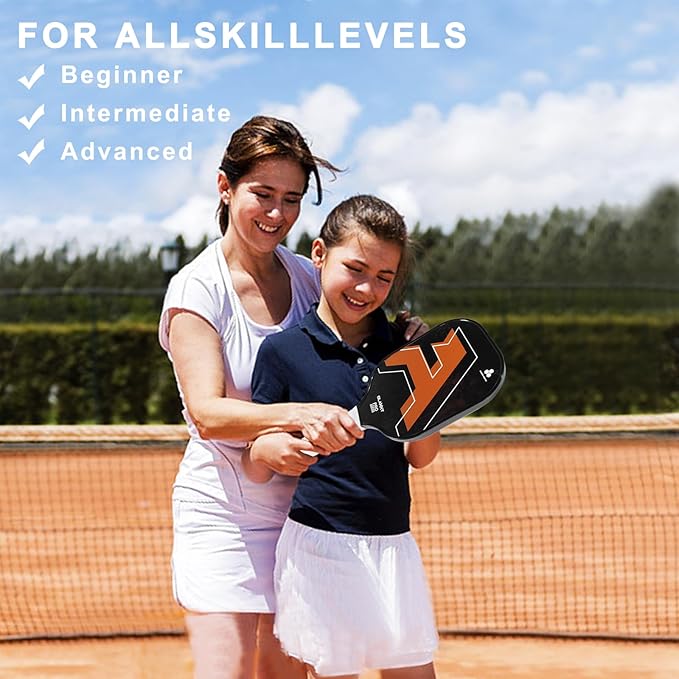 Graphite Pickleball Paddles Set- Premium Rackets Fiber Face & Polymer Honeycomb Core Pickleball Set Includes Pickleball Paddles + Pickleball Balls+ Replacement Soft Grip + 1 Bag