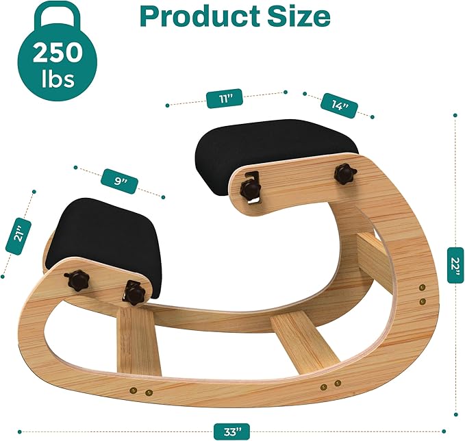 Ergonomic Kneeling Chair with Adjustable Seats - Knee Chair for Posture Correction & Kneel Rocking Stool for Desk - Back Pain Relief and Support for Home and Office
