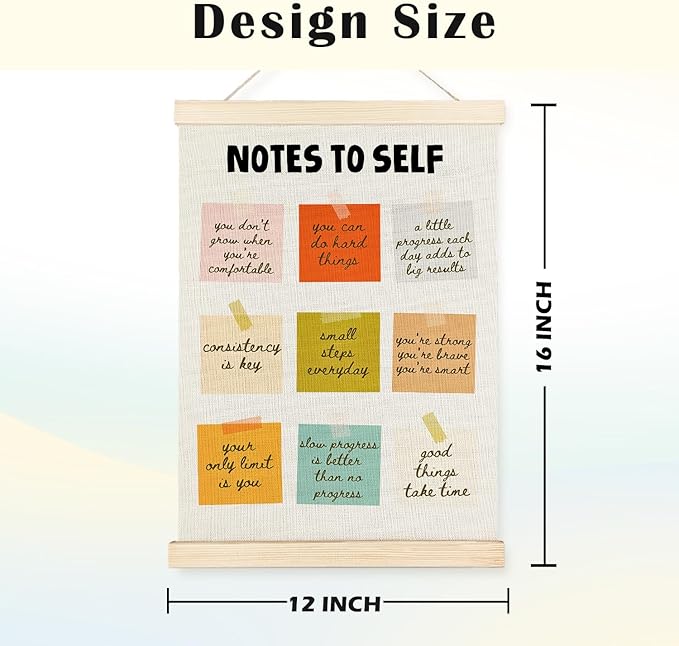 JINYO Mental Health Wall Decor, Notes to Self Inspirational Wall Art Poster, Self Love Positive Affirmations Posters for Therapy Psychological Counselor Office Decor, 12x16 Inches