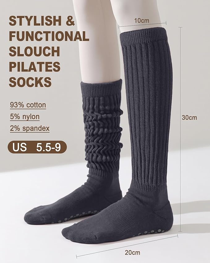 3/6 Pairs Grip Pilates Socks for Women, Non-slip Yoga Athletic Socks for Barre Ballet Barefoot Workout Hospital