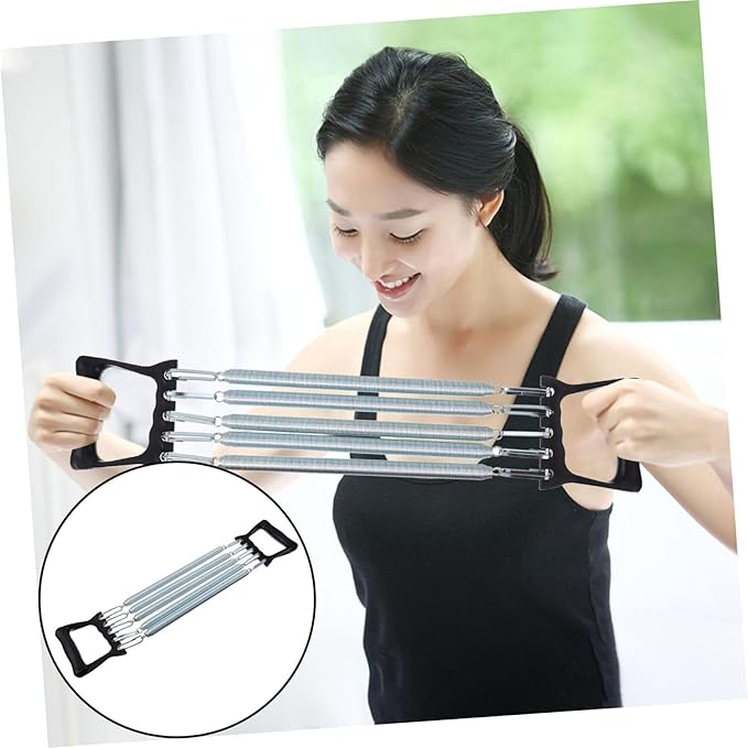 Kisangel 1pc Spring Chest Expander with 5 Springs Arm Muscle Strength Exercise Gym Stretch Rope Arm Trainer for Indoor Fitness Workout