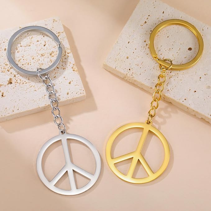 Dreamtimes Peace Sign Pendant KeyRing for Men and Women Love Peace Symbol Keychain Bag Car Keyring Peace Sign Jewelry