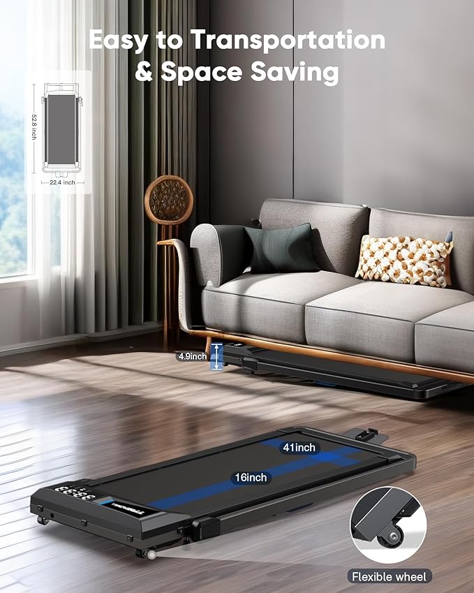 COZYINN 10% Incline Walking Pad - 2.5HP 4MPH/7.6MPH 265/340+lb Capacity Treadmills for Home, Portable Foldable Adjustable Incline Treadmill with Wide Running Area, Mute Control, Works with KINOMAP