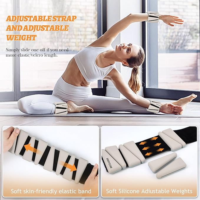 Ankle Weights Set of 2 (1 lb/2 lb/3 lb Each) Adjustable Wrist Weights for Women Men Wearable Arm Leg Weight for Pilates, Running, Walking, Workout, Yoga