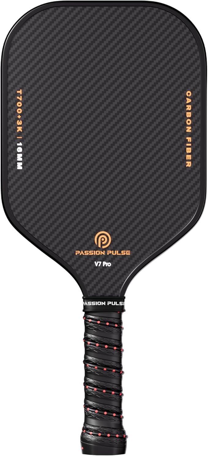 V7 Pro Pickleball Paddle – 3K Raw Carbon Fiber Pickle Ball Paddles with 16mm Polypropylene Core, 3D PulseGrip Handle, – Pickleball Rackets Ideal for All Skill Levels