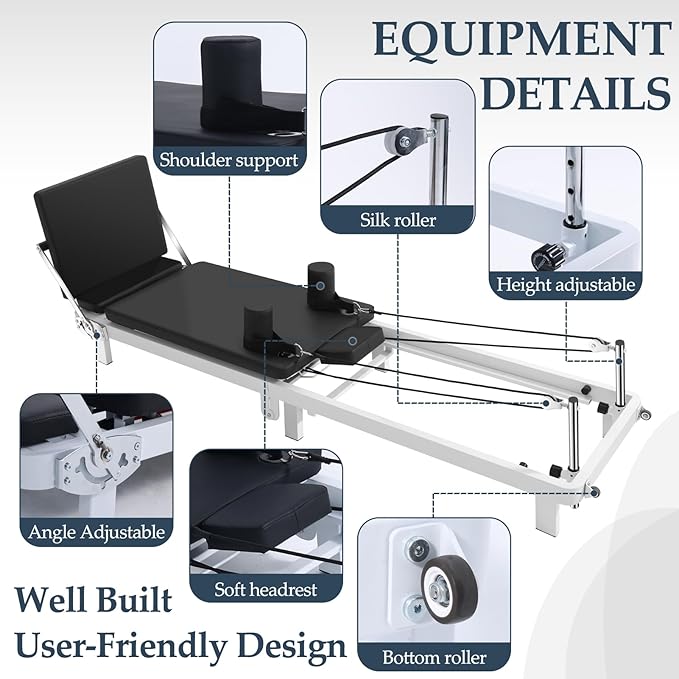 Foldable Pilates Reformer Machine,Extended 88in Metal Frame Pilates Equipment for Home Women Men Use Gym Workout & Advanced and Beginners Users , Dual Resistance System (Spring & Latex Tubes)