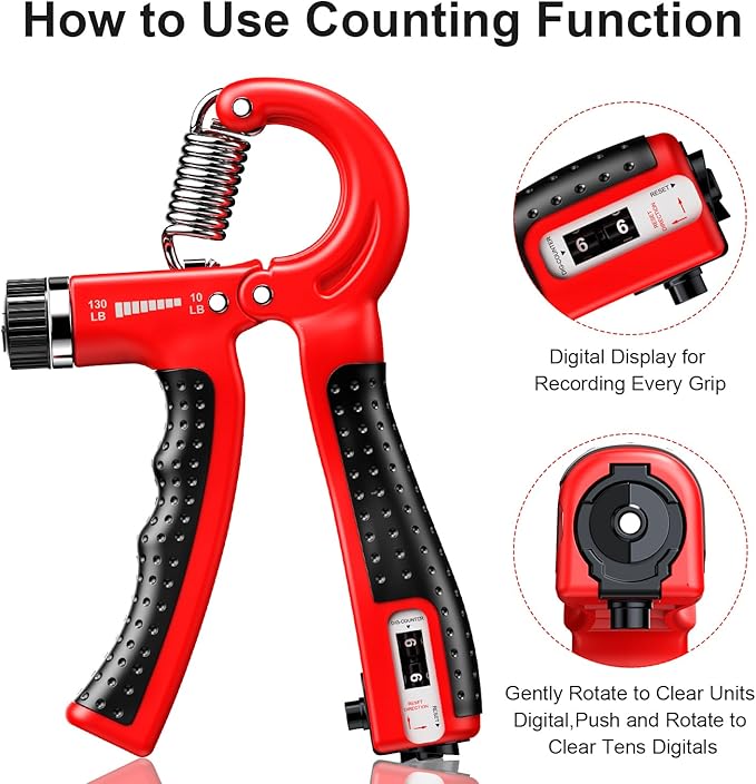 KDG Hand Grip Strengthener 2 Pack Adjustable Resistance 10-130 lbs Forearm Exerciser,Grip Strength Trainer for Muscle Building and Injury Recovery for Athletes