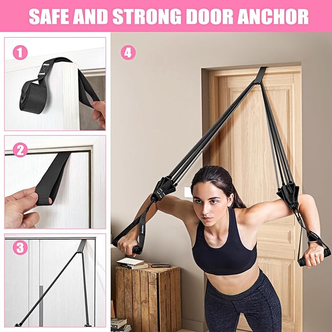 Resistance Bands, Exercise Bands with Handles for Working Out, Fitness Bands for Women, Workout Equipment Home Gym, Training Bands with Door Anchor, Ankle Straps, Shape Body, Physical Therapy