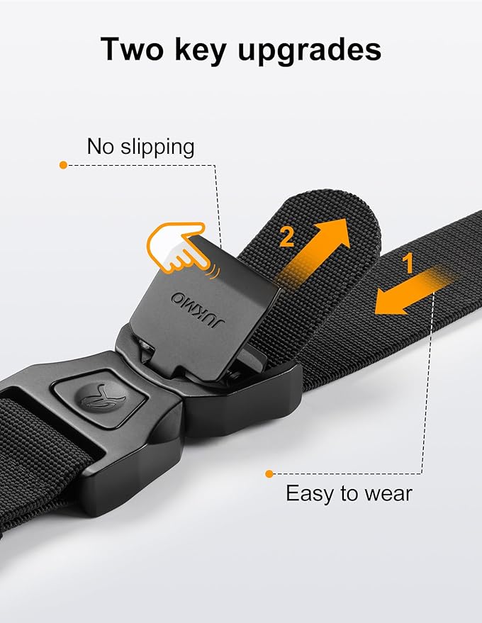 JUKMO Quick Release Tactical Belt, Military Work 1.5" Nylon Web Golf Belt with Heavy Duty Seatbelt Buckle