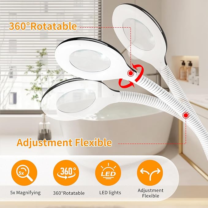 Professional Facial Steamer, 2 in 1 Ozone Facial Steamer with 5X Magnifying Lamp, face Steamer Professional, Suitable for Home Use or Beauty Spa Deep Cleansing and Hydration