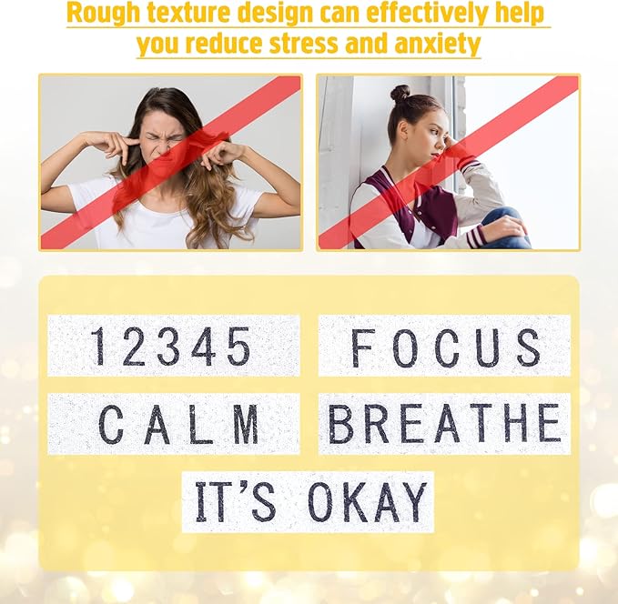 Crtiin 50 Pieces Anxiety Sensory Stickers for Anxiety Relief Items Mental Health Stickers Fidget Textured Strips for Office Desk Relieve Adult Stress(White Back)