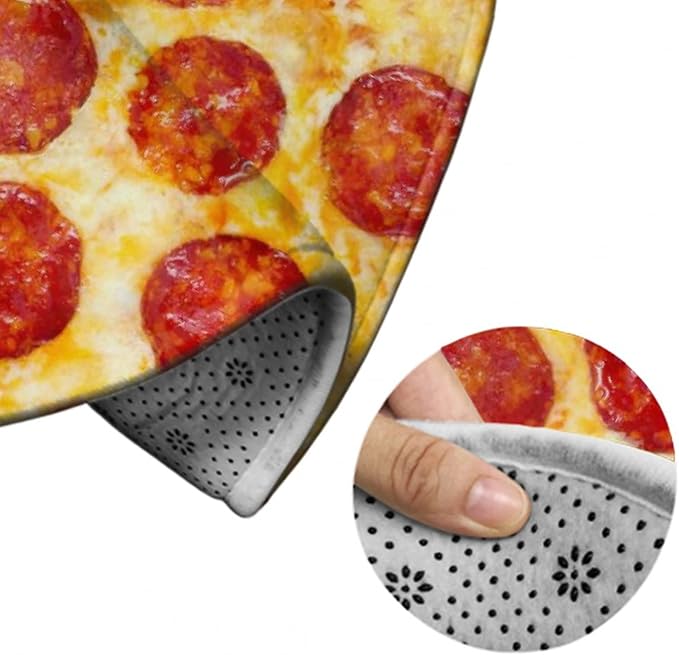 Large Machine Washable Circular Rugs, Home Decor Round Mat for Living Room Sofa Office Compatible with Pepperoni Pizza
