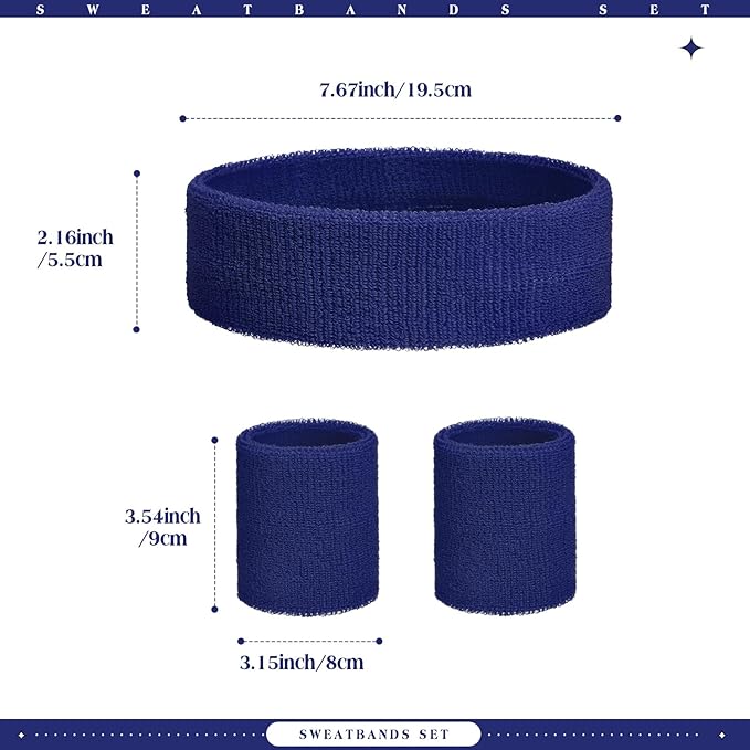 WILLBOND 3 Pcs Sweatbands Set 80s 90s Neon Sports Headband Tennis Striped Sweat Band Sports Competitions Games for Men Women Party Supplies