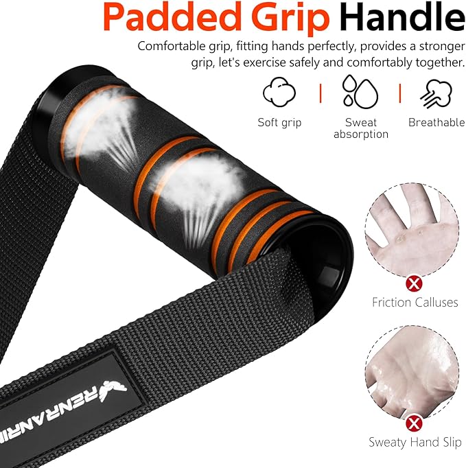 RENRANRING Gym Exercise Handles, Replacement Handle Attachments for Cable Machine Pulleys, Resistance Band and Strength Trainer, Pull Down Workout Accessories, Home Gym Add On Equipment