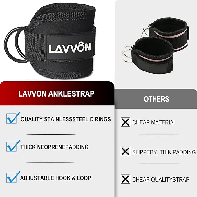 Ankle Straps for Cable Machines Kickbacks - Adjustable Comfort Ankle Cable Attachments for Gym Ankle Cuff Cable Machine Glute Kickback Straps - Leg Extensions, Curls & Ankle Cuffs Women
