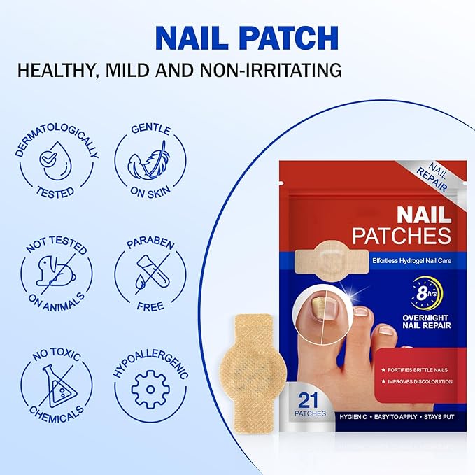 Keravix Nail Patches for Toenails & Fingernails – 63Pcs Parches para uñas con hongos, 8-Hour Fungus Nail Care Repair Stickers for Damaged Nails, for Extra Strengthening, Safe for Sensitive Skin