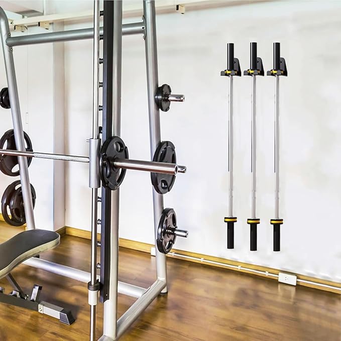 Barbell Holder Wall Mount,Garage Gym Bar Wall Rack,Vertical Olympic Hanger wall Mount Rack,Space Saving Commercial or Home Gym Accessory Holds Under 33mm Bar Size Barbell Hanger