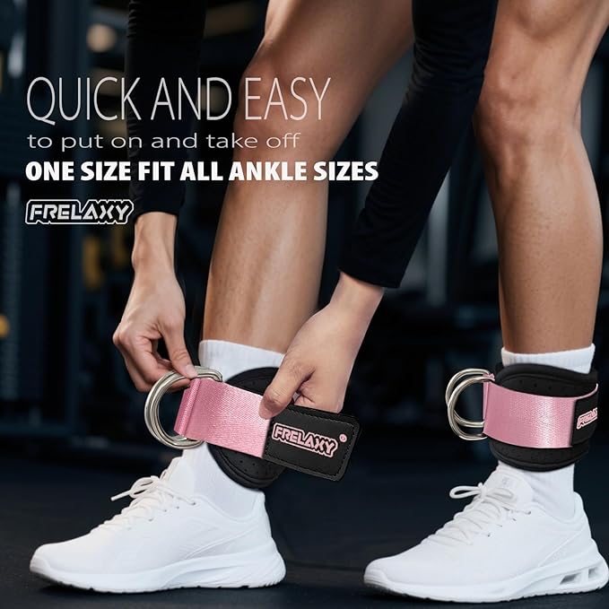 Frelaxy Ankle Straps for Cable Machine – Comfortable & Durable Leg Straps for Kickbacks, Glute Workouts, and Lower Body Exercises – Perforated Neoprene Padding & Tapered Fit