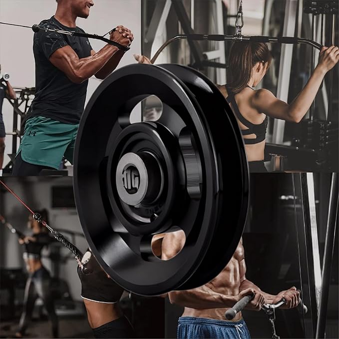Pulley system for home gym, Aluminum GYM Pulley Wheel Universal Aluminum Alloy Bearing Pulley Wheel for Cable Machine Gym Equipment Part Garage Door