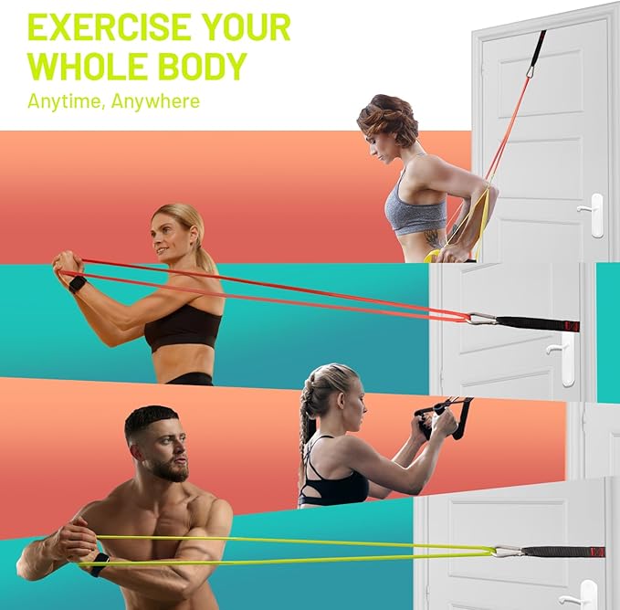 Slim Panda Door Anchor Strap for Resistance Bands, Door Resistance Bands for Workouts, Strength Training, Portable Door Gym Attachment for Home Fitness, Multi Point Anchor Workout Equipment