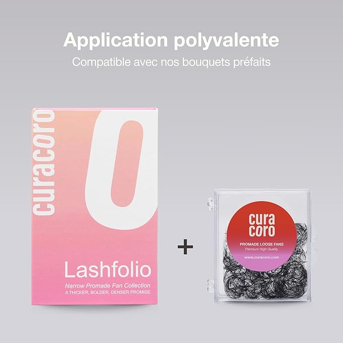 Curacoro LashFolio Narrow Promade Fans, Handmade Volume Eyelashes, 5D~10D, C CC D Curl, Thickness 0.03~0.07mm, 8-15mm Length, Professional Long-Lasting Promade Lash Fans (5D-0.07 C, 12mm-15mm)