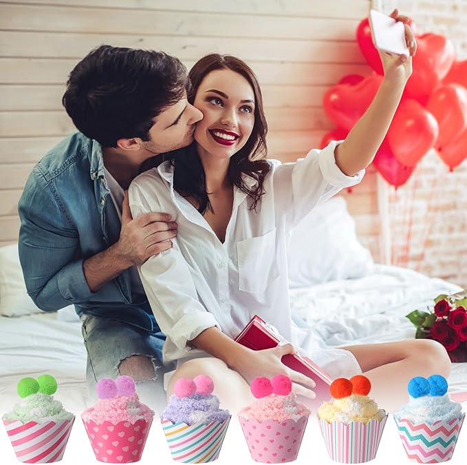 Geyoga 6 Pair Christmas Cupcake Fuzzy Socks for Women Cute Cozy Fluffy Winter Warm Slipper Socks